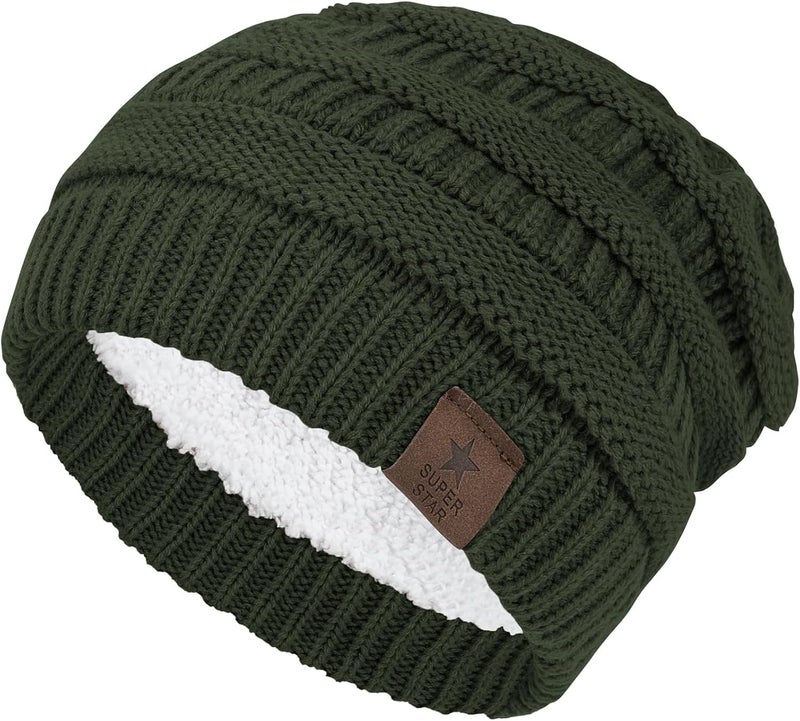 Durio Womens Knit Beanie Winter Thick Solid Fleece Lined Beanie Hats for Women Men Unisex Warm Skiing Beanies - Image 1